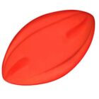 A red, oval-shaped soap with smooth curves and subtle ridge detailing, resembling a leaf. The soaps surface has a soft matte finish.
