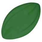 A green, oval-shaped object resembling a stylized, simplified American football on a white background.