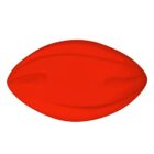 A bright red, elliptical shape with a smooth, glossy surface on a plain white background. The object has gentle curved lines, giving it a sleek, modern appearance.