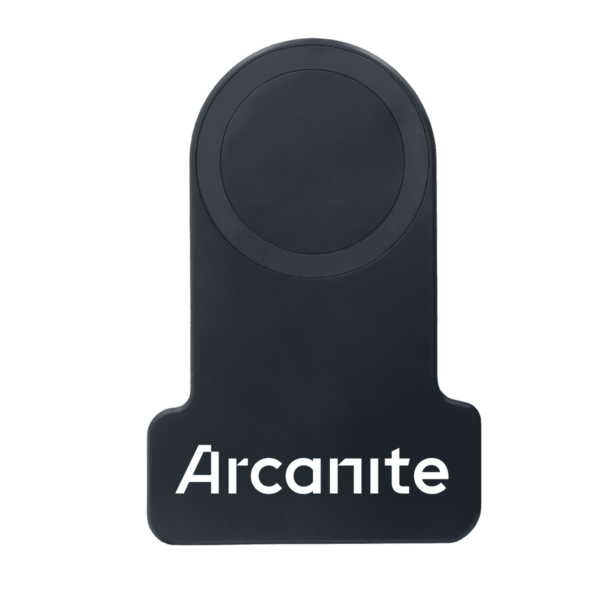 A black device with a circular section at the top, possibly a wireless charging pad, displaying the brand name Arcanite in white text at the bottom.
