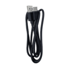 A coiled black USB cable with a standard USB-A connector on one end and a micro USB connector on the other, against a white background.
