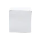 A plain white, cube-shaped box with closed flaps, centered against a white background.