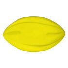 Yellow American football-shaped object with a smooth surface, resembling jelly or gelatin. The object is centered on a plain white background.
