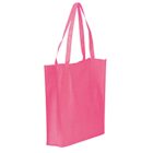 Pink reusable tote bag with two handles, shown against a white background.