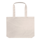Plain beige canvas tote bag with two handles, displayed on a white background.