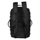 A black backpack with padded shoulder straps, multiple handles, and a sleek, durable design. The bag appears spacious and versatile, suitable for travel or outdoor activities.
