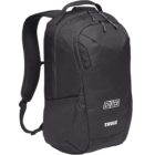 Black Thule backpack displayed against a white background. It features adjustable straps, a top handle, two zippered compartments, and a side pocket. The brand logo Thule is visible near the bottom, with another logo above it reading Cipitco.