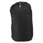 A black backpack with a minimalist design, featuring a smooth, sleek exterior. The main compartment is closed with a zipper at the top, and there are no visible external pockets or brand logos.