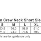 A size chart for TS01A 100% Cotton Crew Neck Short Sleeve Tee Shirts, showcasing UPF 50+ and 100% cotton fabric. Sizes range from XS to 5XL with half chest and body length measurements provided in centimeters.