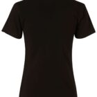 Back view of a plain black T-shirt against a white background. The shirt has short sleeves and a round neckline.