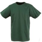 A plain dark green T-shirt on a white background. The T-shirt has short sleeves and a crew neck.