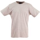 A plain, light gray T-shirt on a white background, shown from the front.