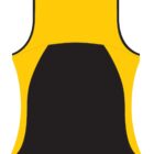 Sleeveless jersey with a yellow top and sides, and a large black section on the back.