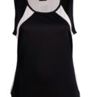 Sleeveless black athletic tank top with white mesh side panels.