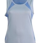 Sleeveless light blue athletic tank top with mesh panels on the shoulders and sides.
