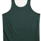 Green mesh athletic tank top laid flat on a white surface.