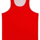 A plain red sleeveless tank top with a round neckline, displayed on a white background.
