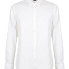 White long-sleeve button-up shirt with a collar. The shirt has a classic fit and features buttons down the front.