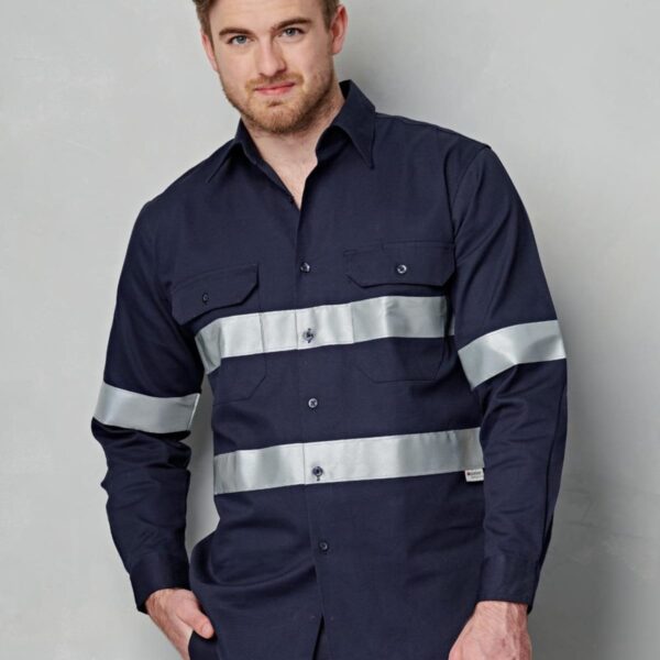 Cotton Long Sleeve Work Shirt with 3M Tapes