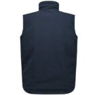 A black sleeveless vest with a high collar is shown from the back against a white background. The vest appears to be made of a soft, fleece-like material.
