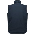 A black sleeveless vest with a high collar, shown from the back against a white background.