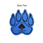 Blue bear paw print design with black outlines and text LOGO DESIGN inside. The design features five claw shapes at the top. Above the paw, the text reads Bear Paw.