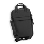 Black laptop bag with a shoulder strap and handle, shown on a white background.