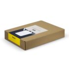 A brown cardboard box with a label for a Rollink laptop case.