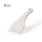 Beige wheat straw ice scraper with a hole in the handle, laying on a white background.