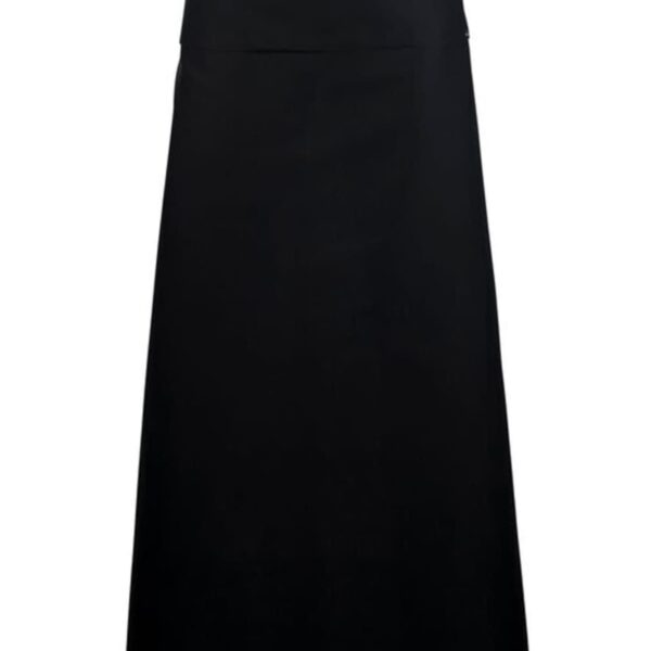 A plain black waist apron on a white background.