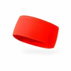 Bright red athletic headband on a white background.