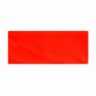 A flat, rectangular, bright red cloth headband on a white background.