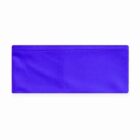 A plain, rectangular, blue fabric headband on a white background.
