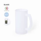 Frosted glass beer mug with handle, 500 ml, for sublimation printing.