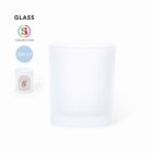 Frosted glass tumbler, 330 ml, for sublimation, with a blank and a printed sample shown.