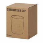Brown cardboard box labeled Sublimation Cup with a simple cup illustration on it.