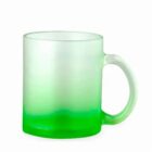 A frosted glass mug with a gradient green color at the base.