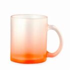 Frosted glass mug with an orange gradient at the bottom, on a white background.