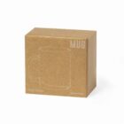 Brown cardboard box with a simple mug outline and the word MUG printed on it.
