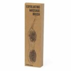 Brown box labeled Exfoliating Massage Brush with a brush illustration on the front.