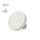 White scalp massager brush with pointed bristles and a round handle, made from wheat straw.