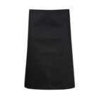A plain black A-line mini skirt on a white background.