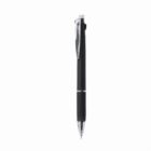 Black retractable ballpoint pen with silver accents on a white background.