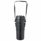 Black cylindrical carrying tube with a shoulder strap, used for storing documents or posters.