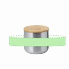 Metal container with a wooden lid and a green dashed rectangle across the middle.