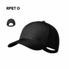 Black baseball cap with adjustable strap, shown from front and back angles on white background.