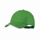 A green baseball cap with a curved brim and adjustable strap.