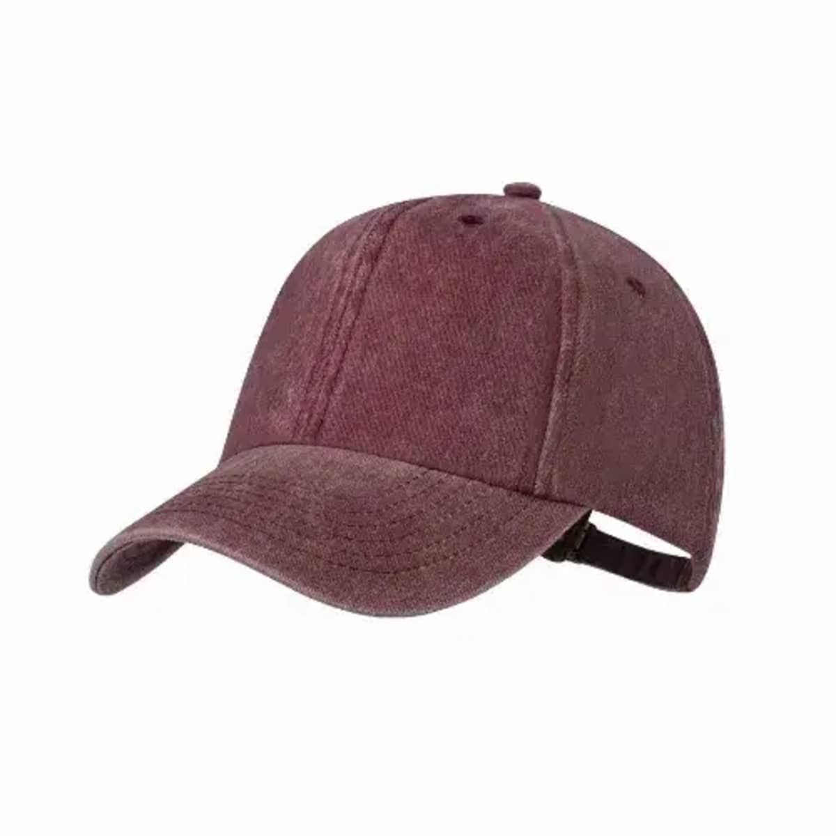 A maroon baseball cap with a curved brim and adjustable strap.