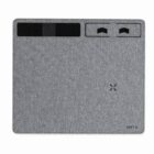Gray rectangular mouse pad with two upper slots and a small X symbol near the bottom right.