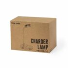 Brown box labeled Charger Lamp Bamboo with a sketch of the lamp on the front.